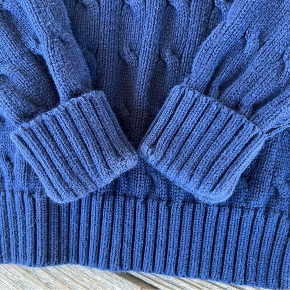 Polo Ralph Lauren Y2K Cable Knit Sweater Blue Red Button Shoulder Cotton 24 Mos - Picture 4 of 8